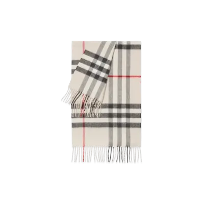 Burberry Check Cashmere Scarf "Stone"