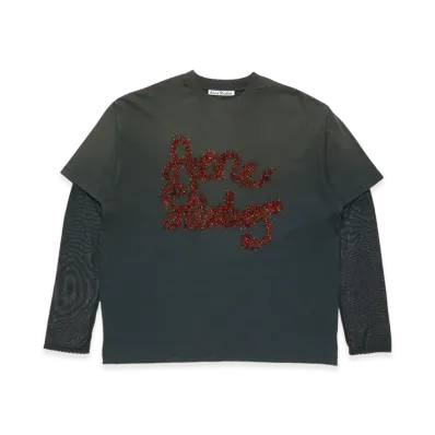 Acne Studios Layered Logo T-Shirt "Anthracite Grey"