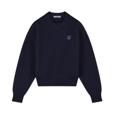 Maison Kitsune Women'S Bold Fox Head Patch Comfort Rib Jumper "Ink Blue"