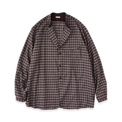 NICENESS S.Chad Silk Flannel Narrow Collar Shirt Jacket "Brown"