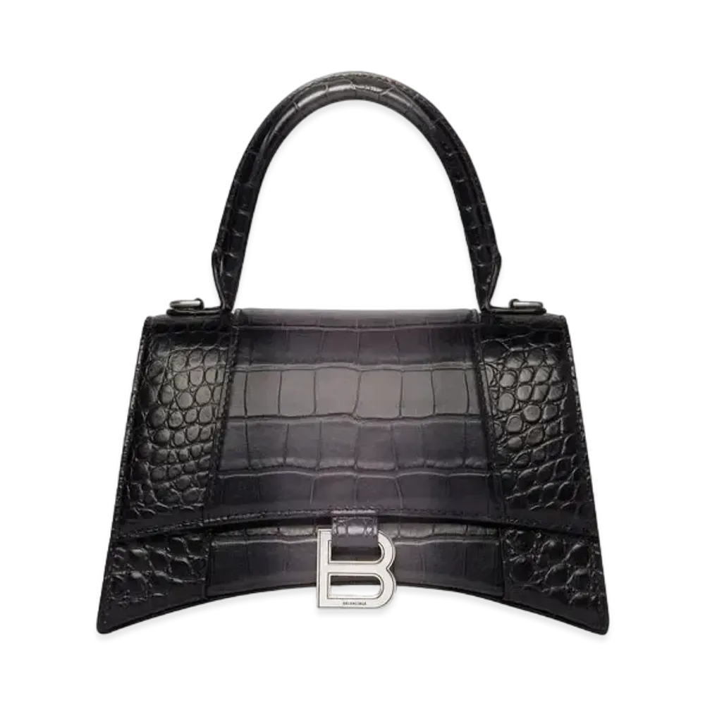 BALENCIAGA Hourglass Small Handbag Embossed Calfskin "Grey"