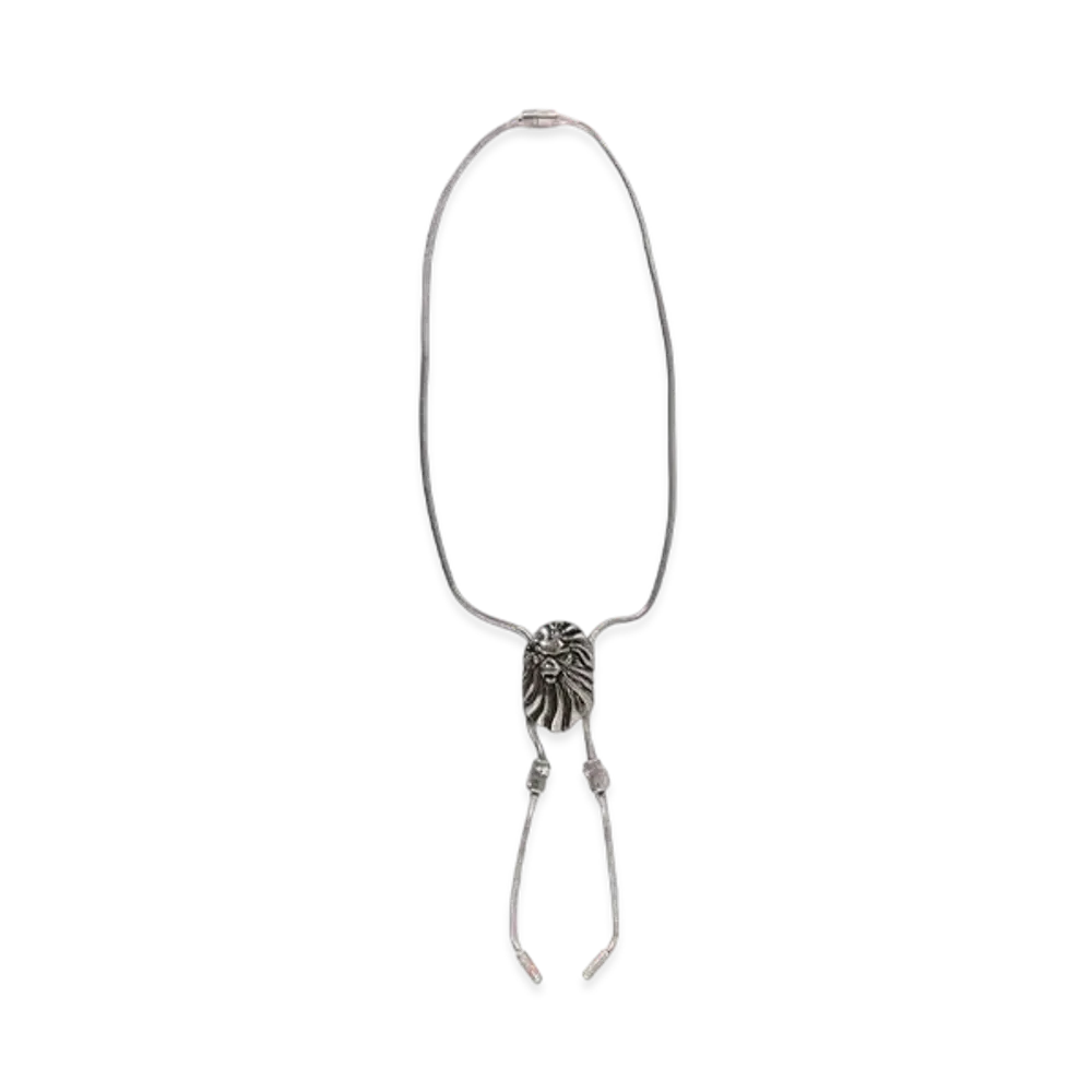 A BATHING APE Bape Black Madface Pendant Necklace "Silver"