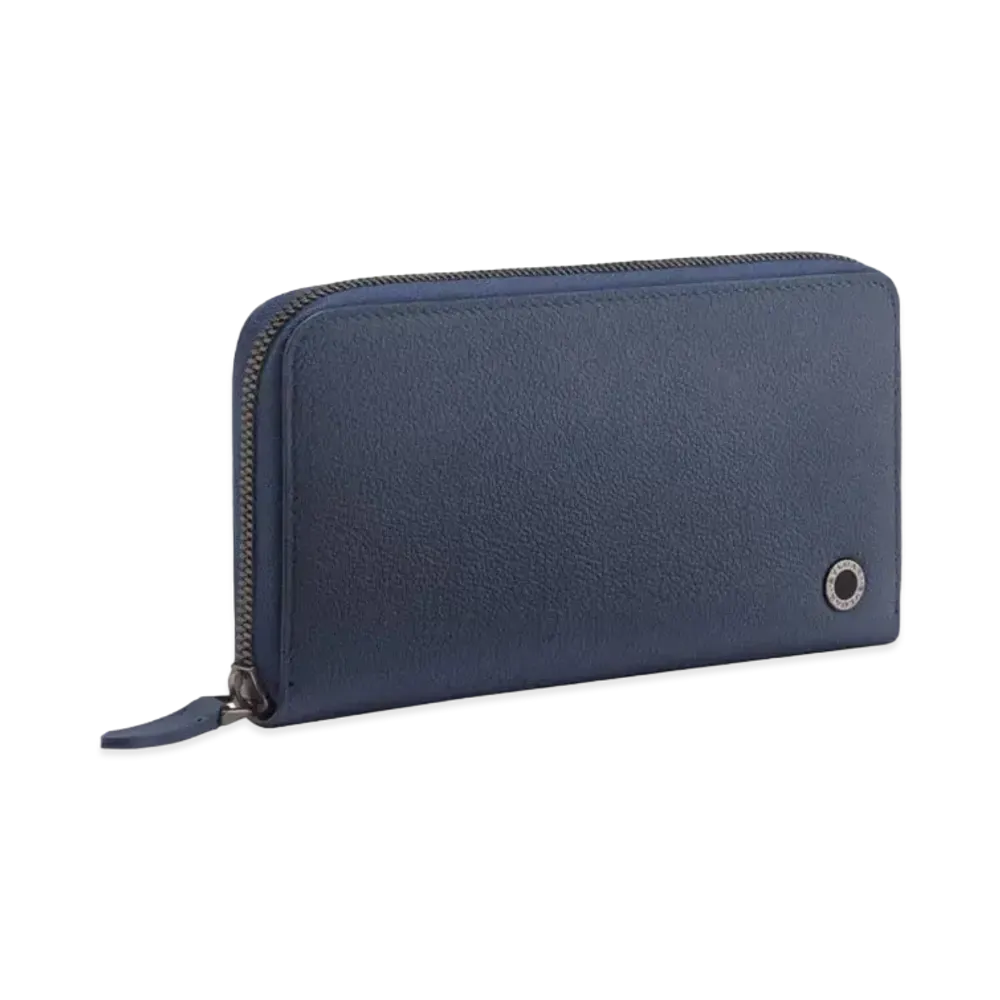 BVLGARI Bvlgari Man Zipped Wallet "Indigo Topaz Blue/Anemone Spinel Pinkish Red"
