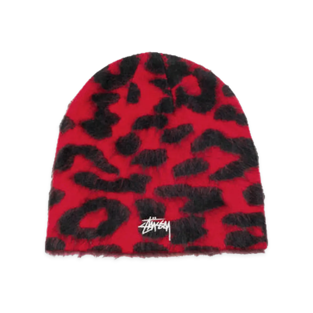 Stussy Cashmere Leopard Skullcap "Red"