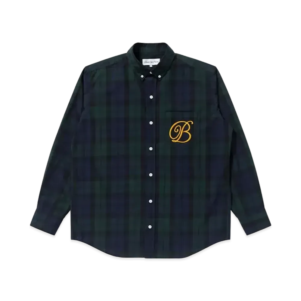 Black Eye Patch B Emblem Checked L/S Shirt "Green/Navy"