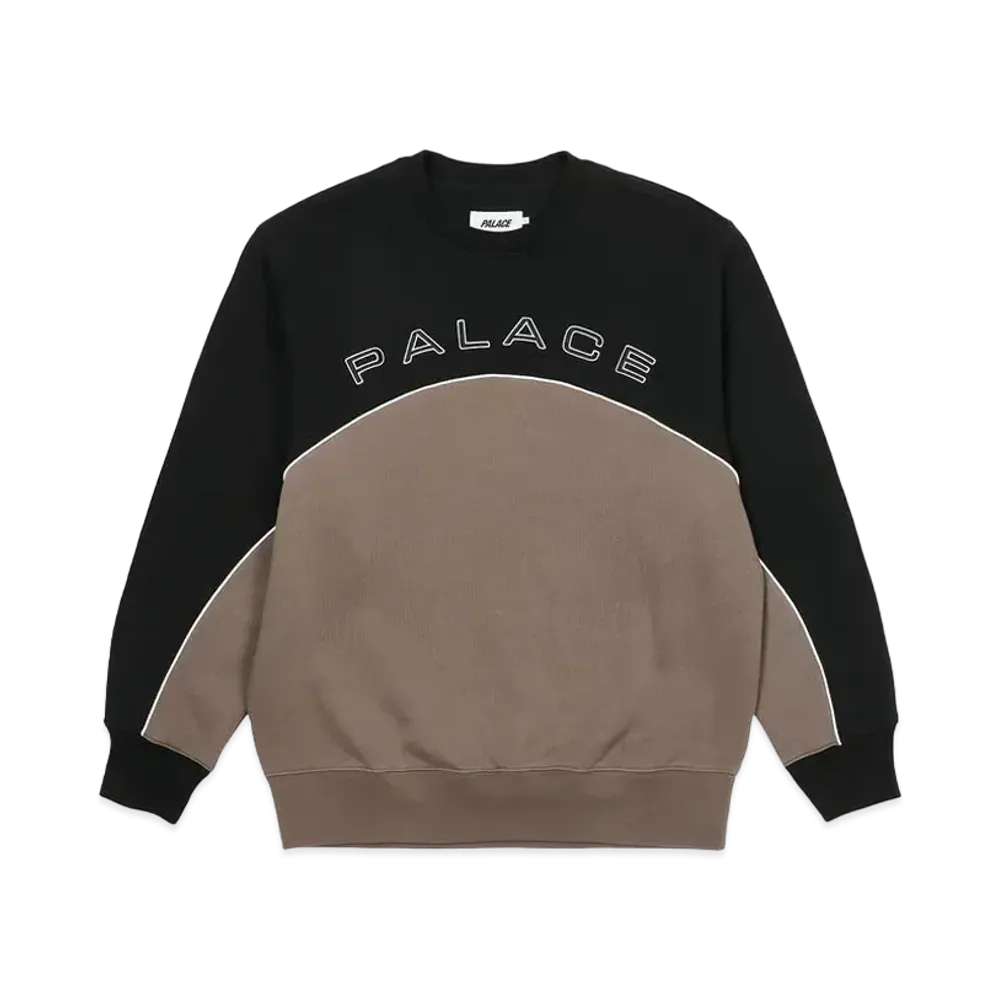PALACE 2 Tone Arch Crew "Black / Grey"