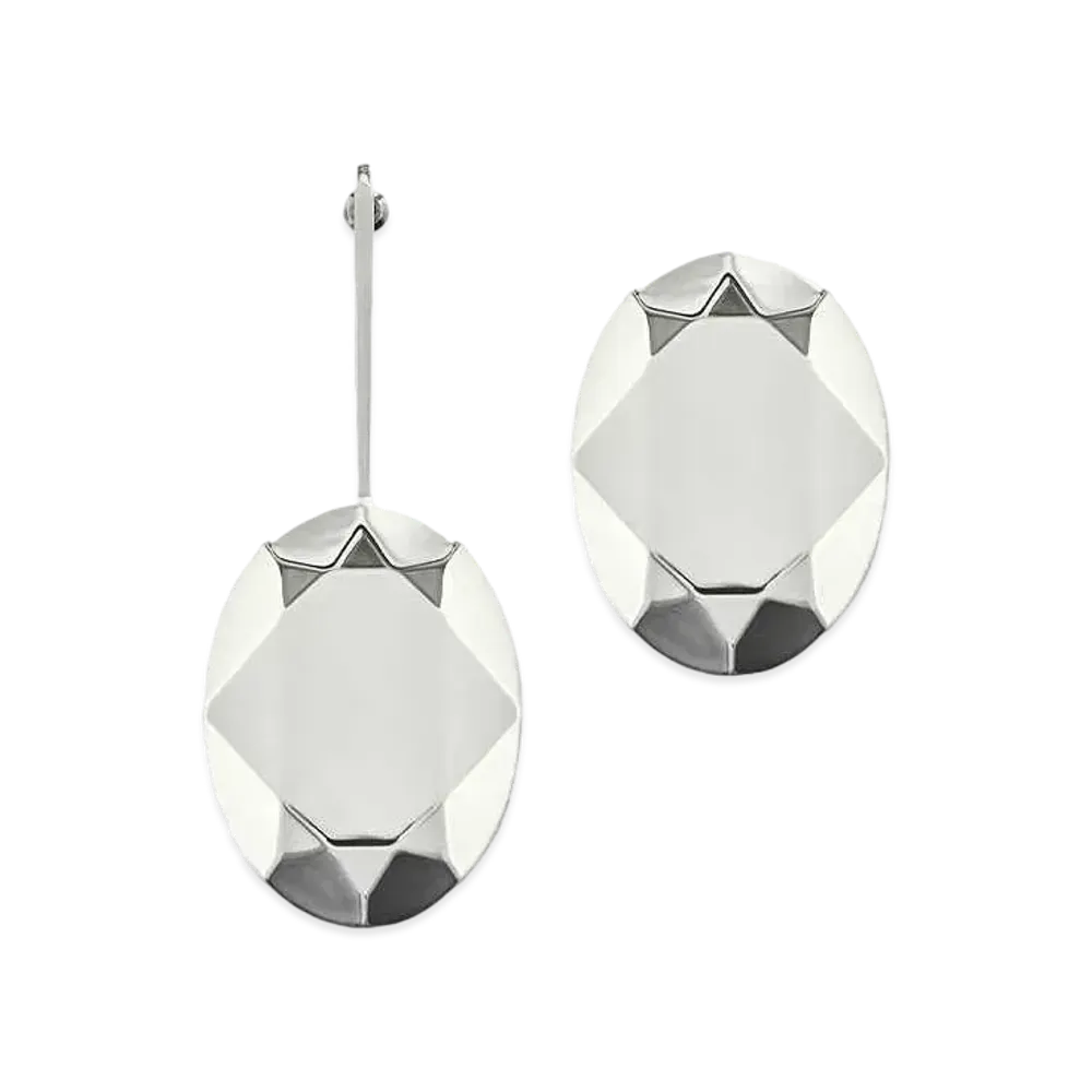 Alexander McQUEEN Asymmetrical Faceted Earrings "Antique Silver"