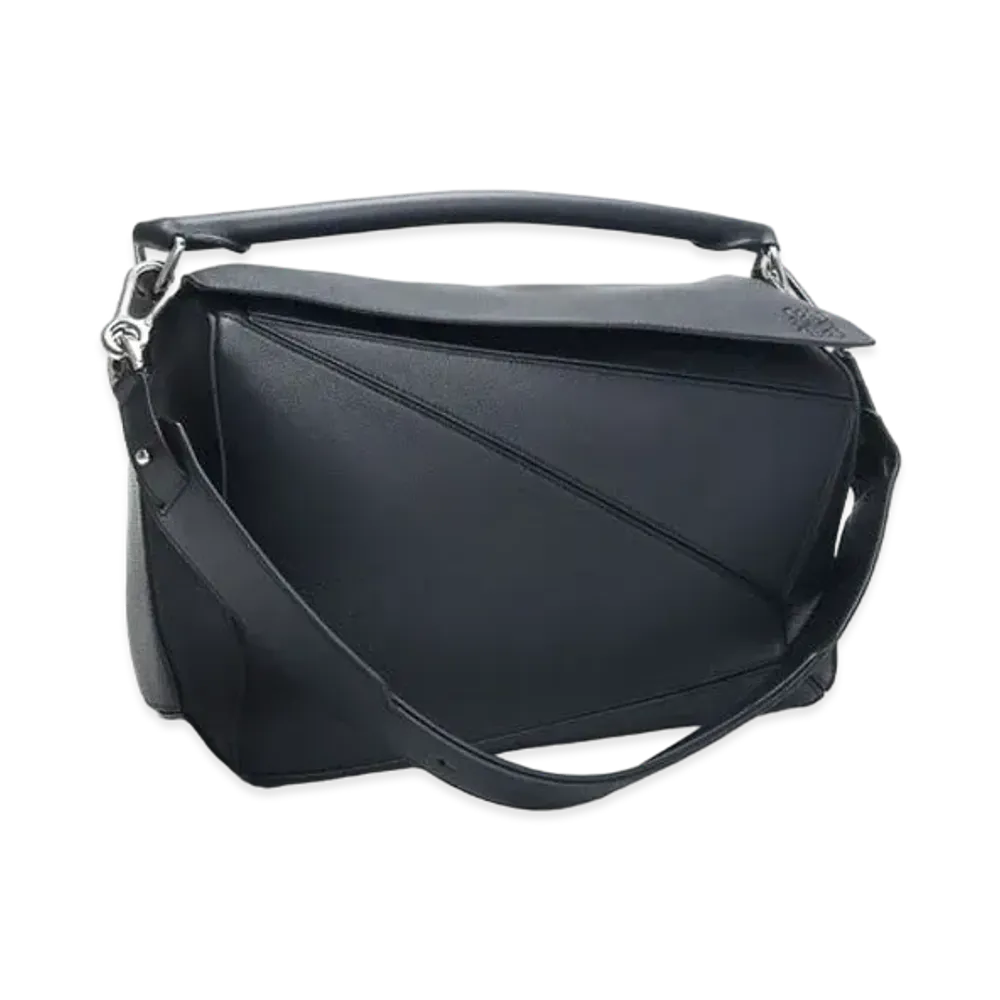 LOEWE Large Puzzle Bag In Soft Grained Calfskin "Black"