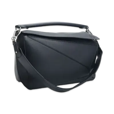 LOEWE Large Puzzle Bag In Soft Grained Calfskin "Black"