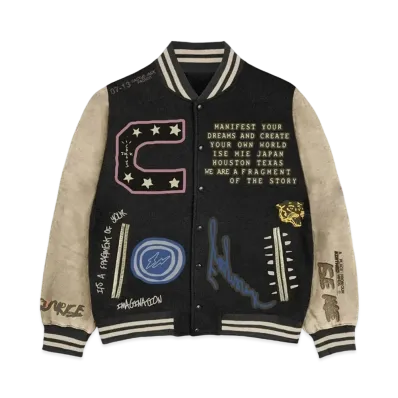 Travis Scott Cactus Jack For Fragment Manifest Letterman Jacket "Black"
