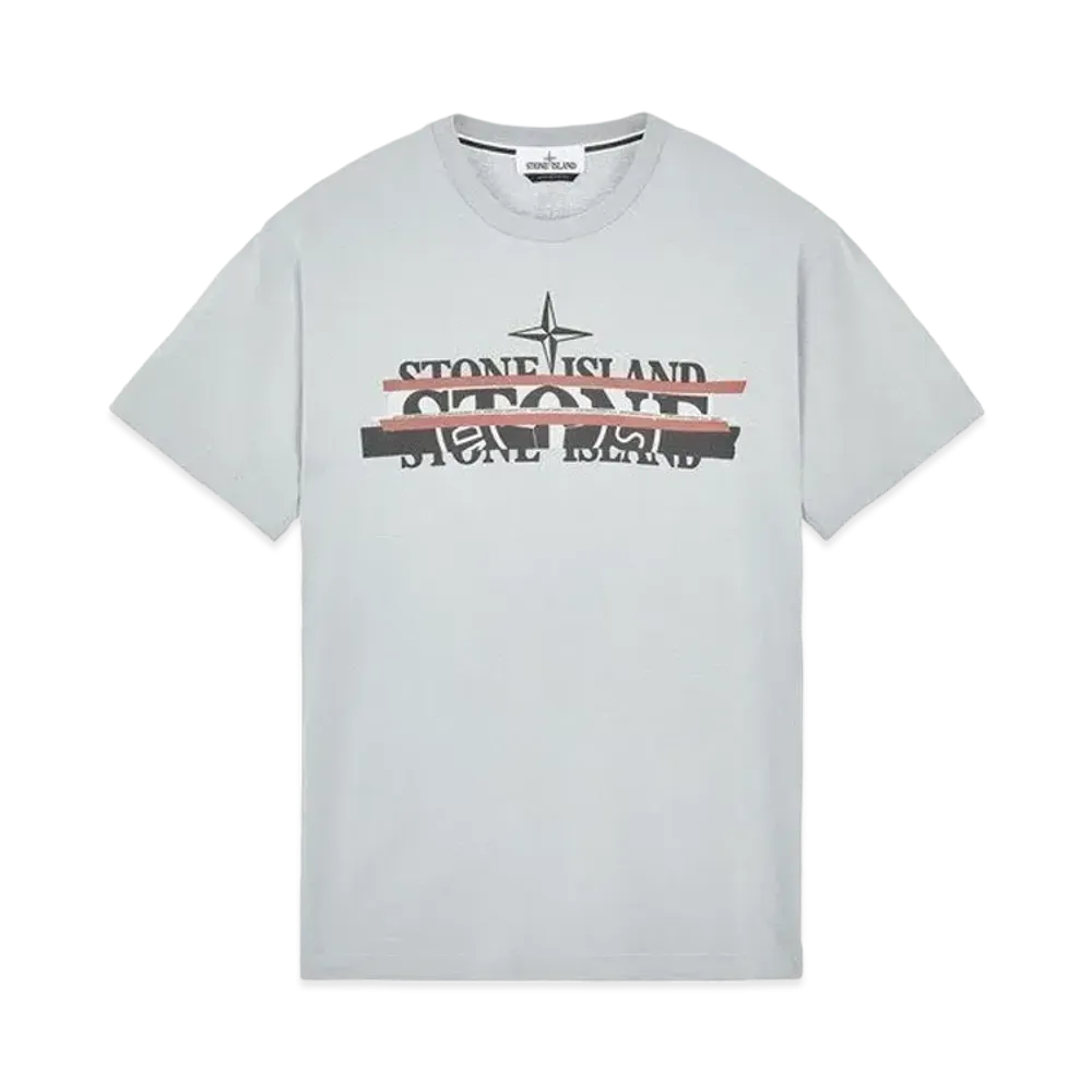Stone Island 2NS82 COTTON JERSEY 'MIXED MEDIA ONE' PRINT_SLIM FIT "Pearl Grey"