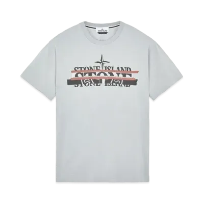 Stone Island 2NS82 COTTON JERSEY 'MIXED MEDIA ONE' PRINT_SLIM FIT "Pearl Grey"