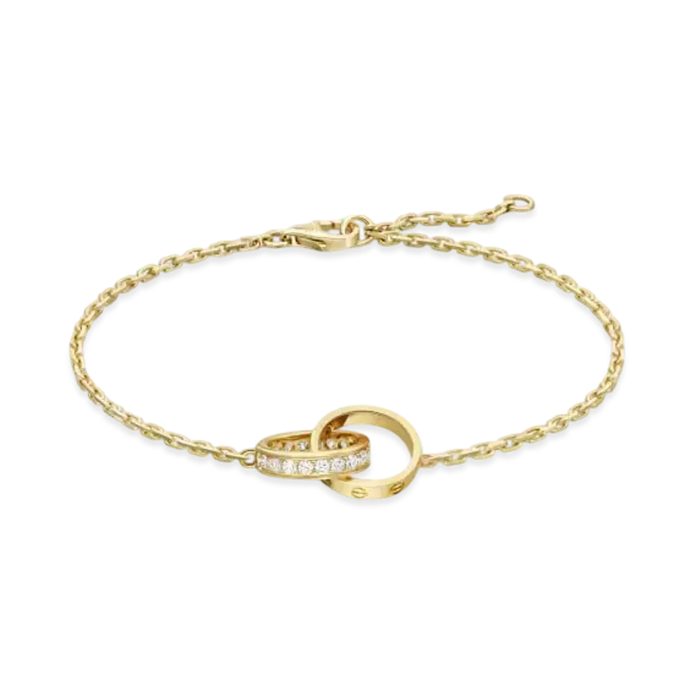 Cartier Love Bracelet On Chain Half-Paved "Yellow Gold"