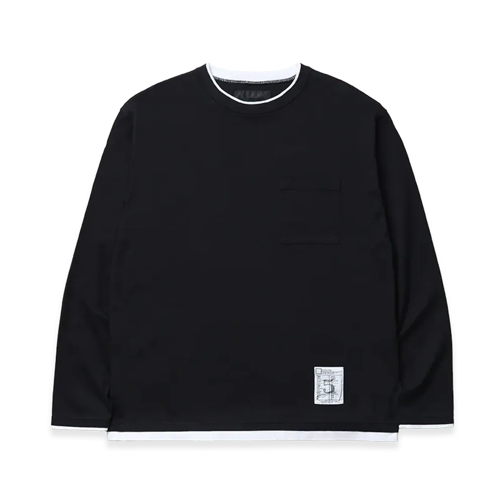 NEIGHBORHOOD BW. Layered Trim Crewneck LS "Black"