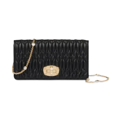 MIU MIU Miu Crystal Cross Chanpa Leather Mini Bag "Black"