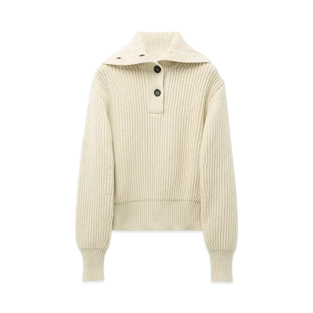 Alexander McQUEEN Funnel Neck Button Neck Jumper "Ivory"