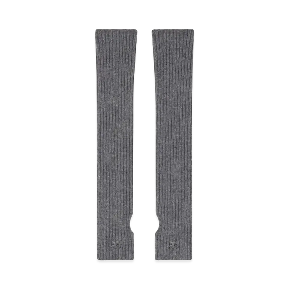 Courreges Ribbed Wool Mittens "Heather Grey"