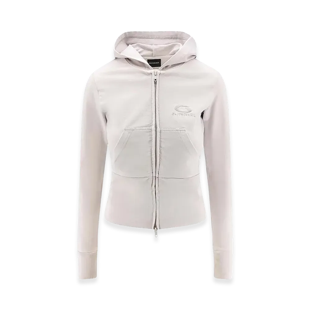 BALENCIAGA Women's Cotton Sweatshirt with Hood "White"