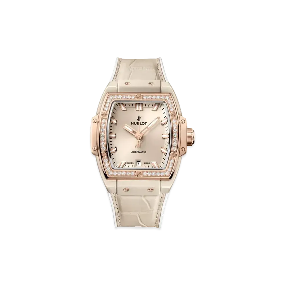HUBLOT Spirit of Big Bang Beige Ceramic King Gold Diamonds 39mm
