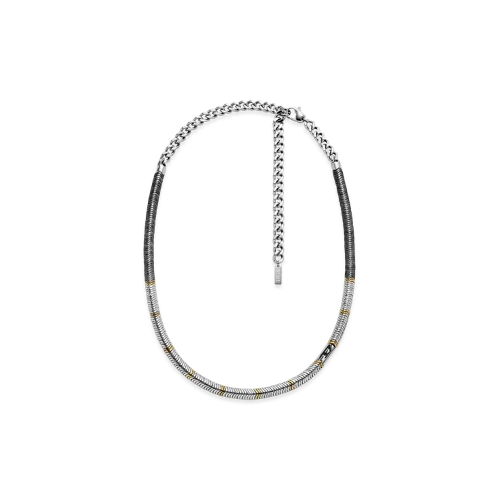 Diesel Dx1575931 Jewel Hematite Beaded Necklace "Silver Gold"