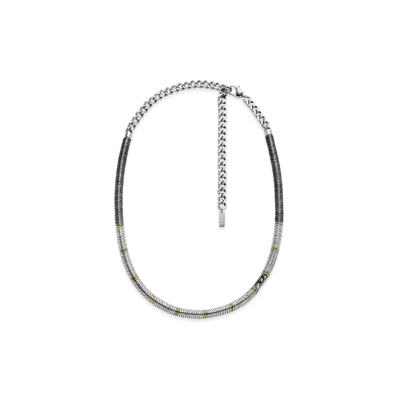 Diesel Dx1575931 Jewel Hematite Beaded Necklace "Silver Gold"