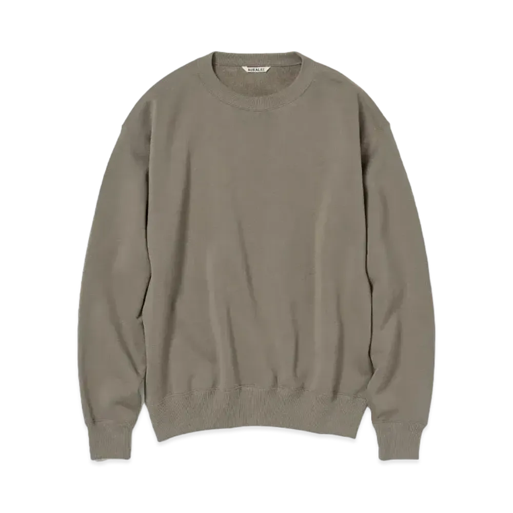 AURALEE Smooth Soft Sweat P/O "Olive Brown"
