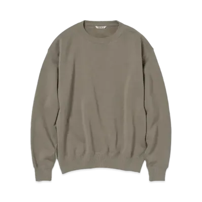 AURALEE Smooth Soft Sweat P/O "Olive Brown"