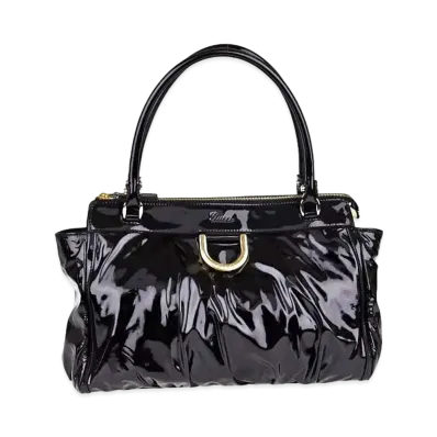 GUCCI Patent Leather D Ring Tote Bag "Black"