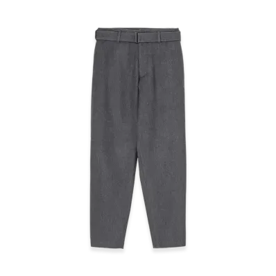 Yohji Yamamoto W/C Twill Washer Belted Pants "Gray"