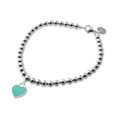 Tiffany & Co Return to Tiffany Blue Heart Tag Beads Bracelet 4mm "Silver"