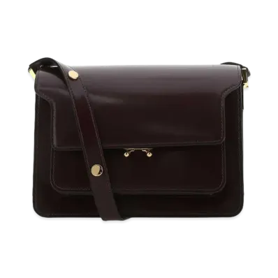 Marni Trunk Bag In Shiny Leather "Wine"