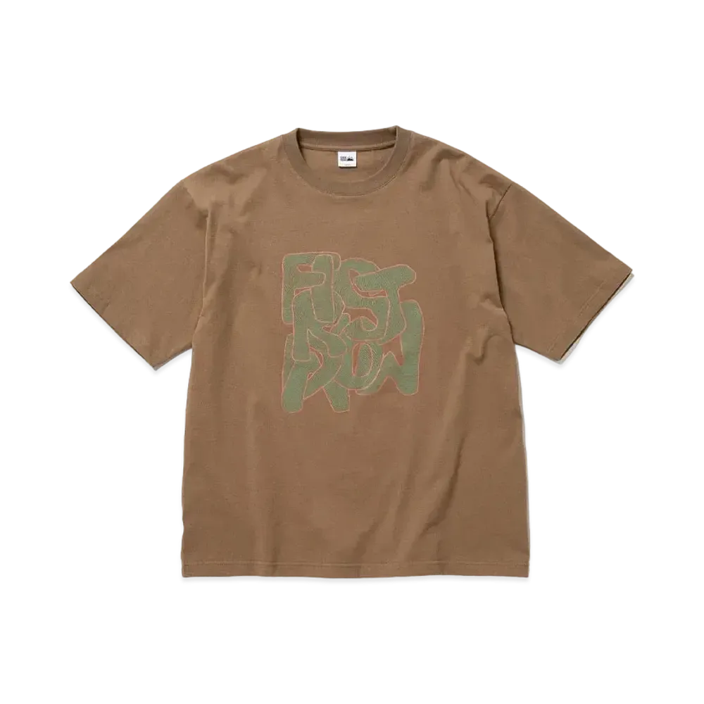 FIRST DOWN S/S TEE #3 COTTON JERSEY by E-WAX STUDIO "Light Khaki"