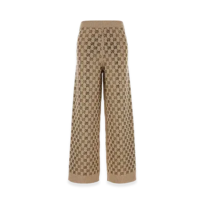 GUCCI Women's Embellished Wool Blend Joggers "Beige"