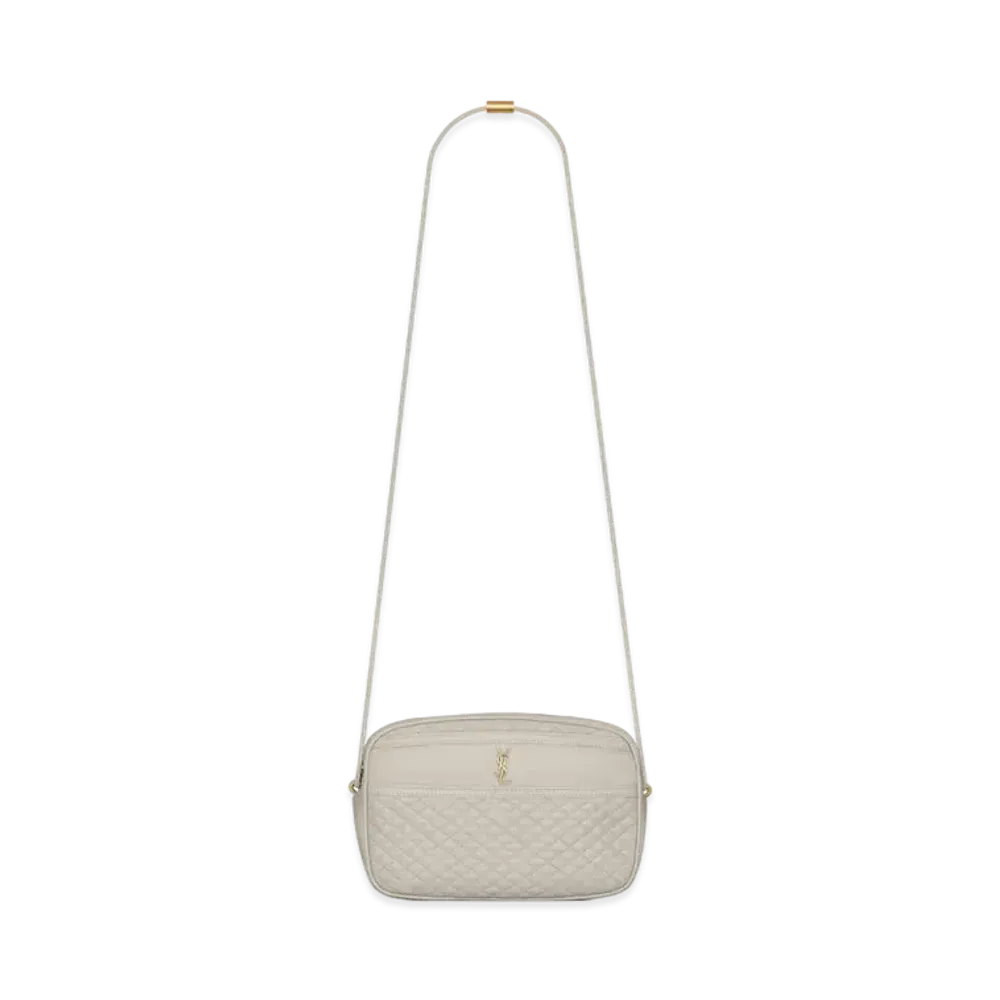 Saint Laurent Victoire Camera Bag In Quilted Lambskin "Vintage White"