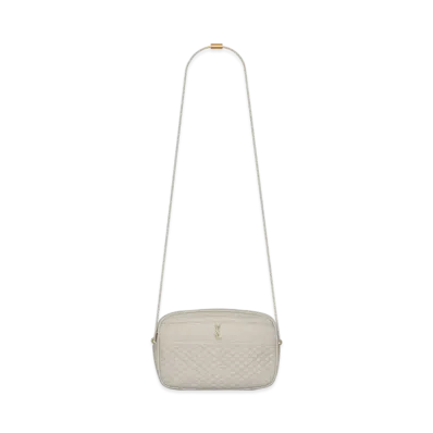 Saint Laurent Victoire Camera Bag In Quilted Lambskin "Vintage White"
