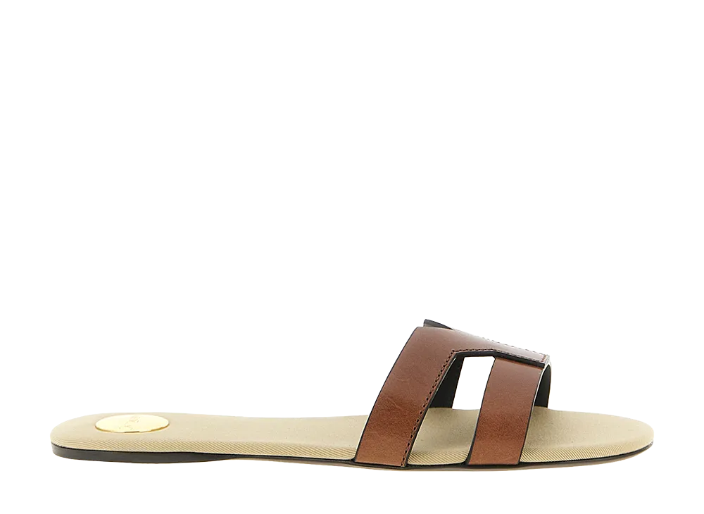 Saint Laurent Women's  Mabrouka Leather Sandals "Brown"