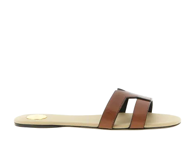 Saint Laurent Women's Mabrouka Leather Sandals "Brown"