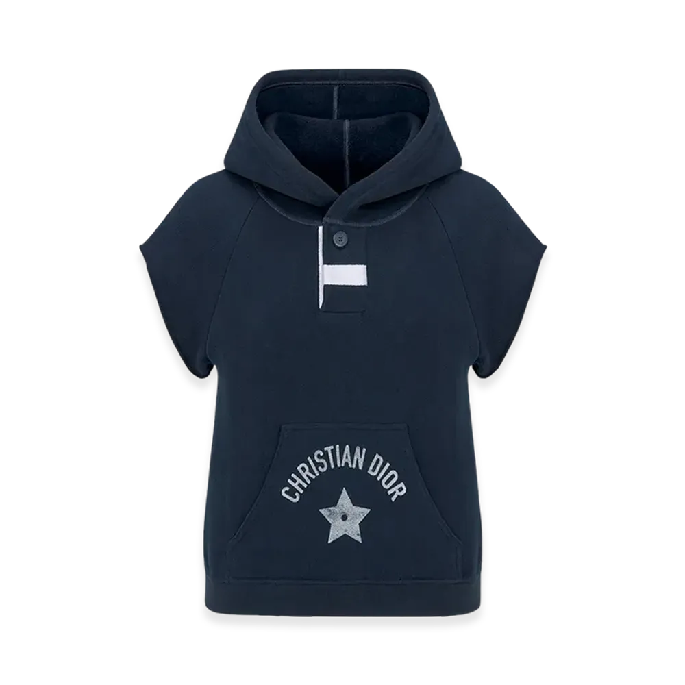 Dior Women's Short-Sleeved Hooded Sweatshirt Jersey "Navy Blue"