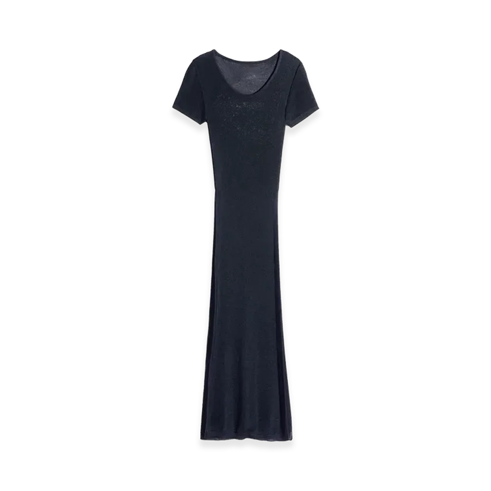 LEMAIRE Women's Shiny Viscose Column Dress "Midnight"