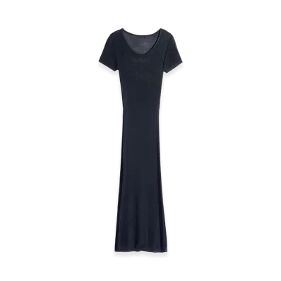 LEMAIRE Women's Shiny Viscose Column Dress "Midnight"