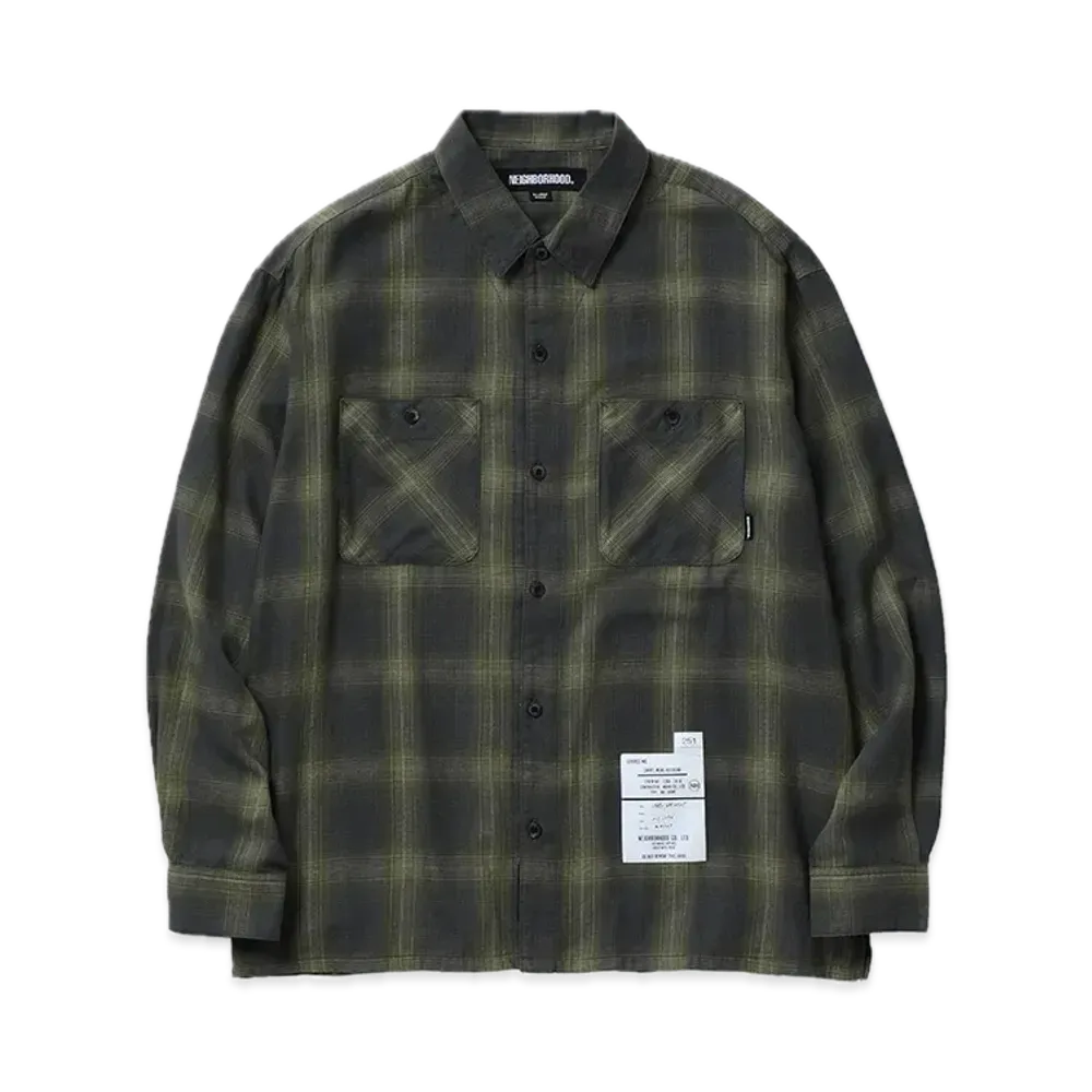 NEIGHBORHOOD Hombre Check Shirt LS "Charcoal/Mustard"