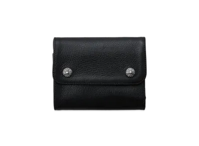 Chrome Hearts Wave Mini Cross Ball Button Leather Wallet "Black"
