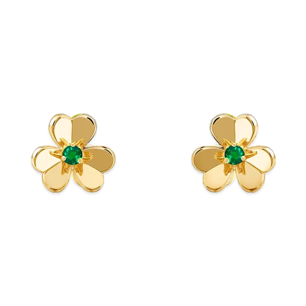 Van Cleef & Arpels Frivole earrings mini model "18K Yellow gold/Emerald"