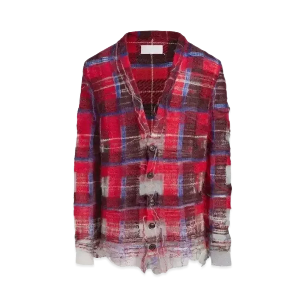 Maison Margiela Distressed Knit Cardigan "Red"