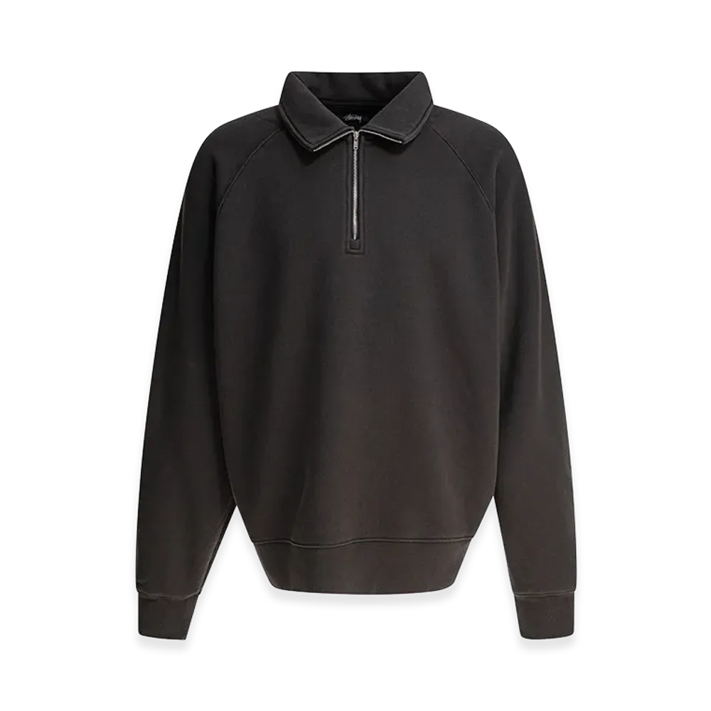 Stussy Fleece Raglan Zip Mock "Black"