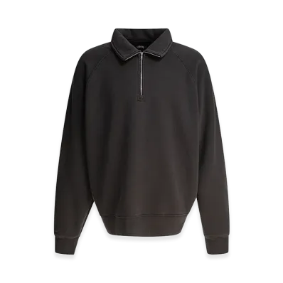 Stussy Fleece Raglan Zip Mock "Black"