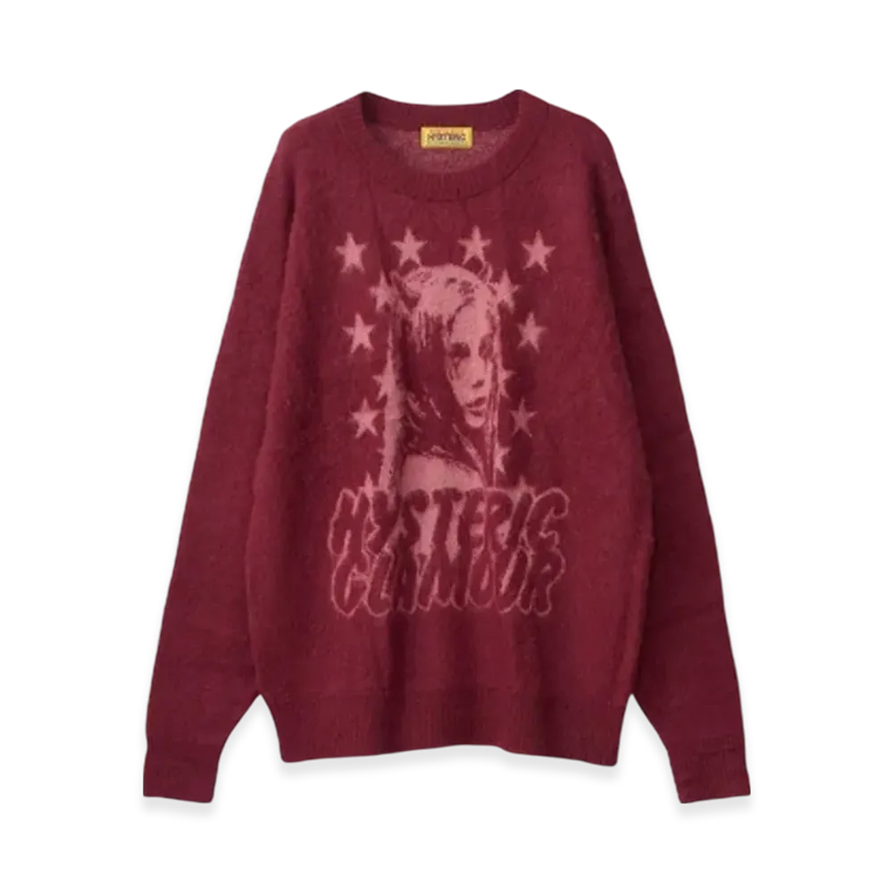 HYSTERIC GLAMOUR Devil Girl Jacquard Sweater "Red"