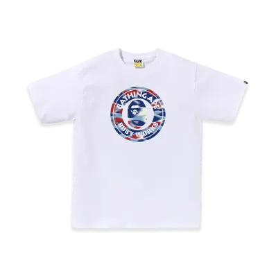 A BATHING APE Screen Camo Busy Works Tee "White/Blue"