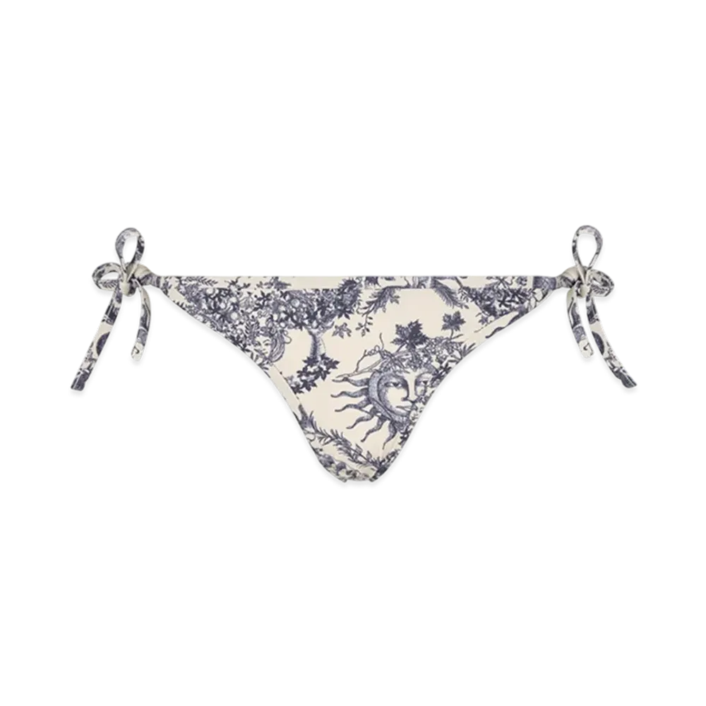 Dior Women's Bikini Bottom Toile Soleil Motif "White/Navy Blue"