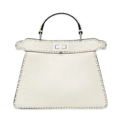 FENDI Peekaboo ISeeU Small Selleria Bag with 556 Hand-Sewn Topstitches "White"